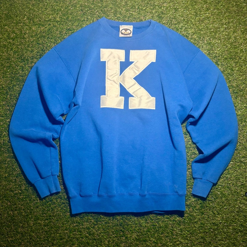 Vintage Royal Blue Power K Kentucky Letter Sweatshirt Made in USA Mens M